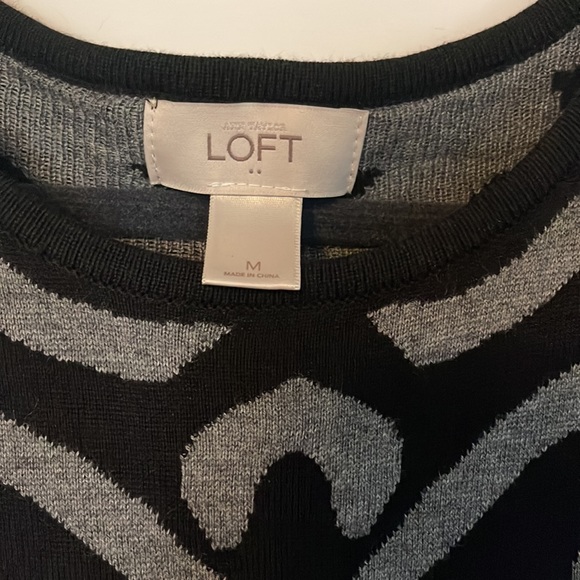 Loft sweater dress short sleeve print cotton viscose blend knit m - Picture 2 of 7